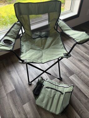 Everyday Essentials Portable Outdoor Olive Green Folding Chair and Cooler